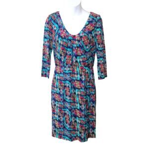 MARC NEW YORK ANDREW MARC 3/4 Sleeves Geometric Print Bodycon Mini Dress Size 8